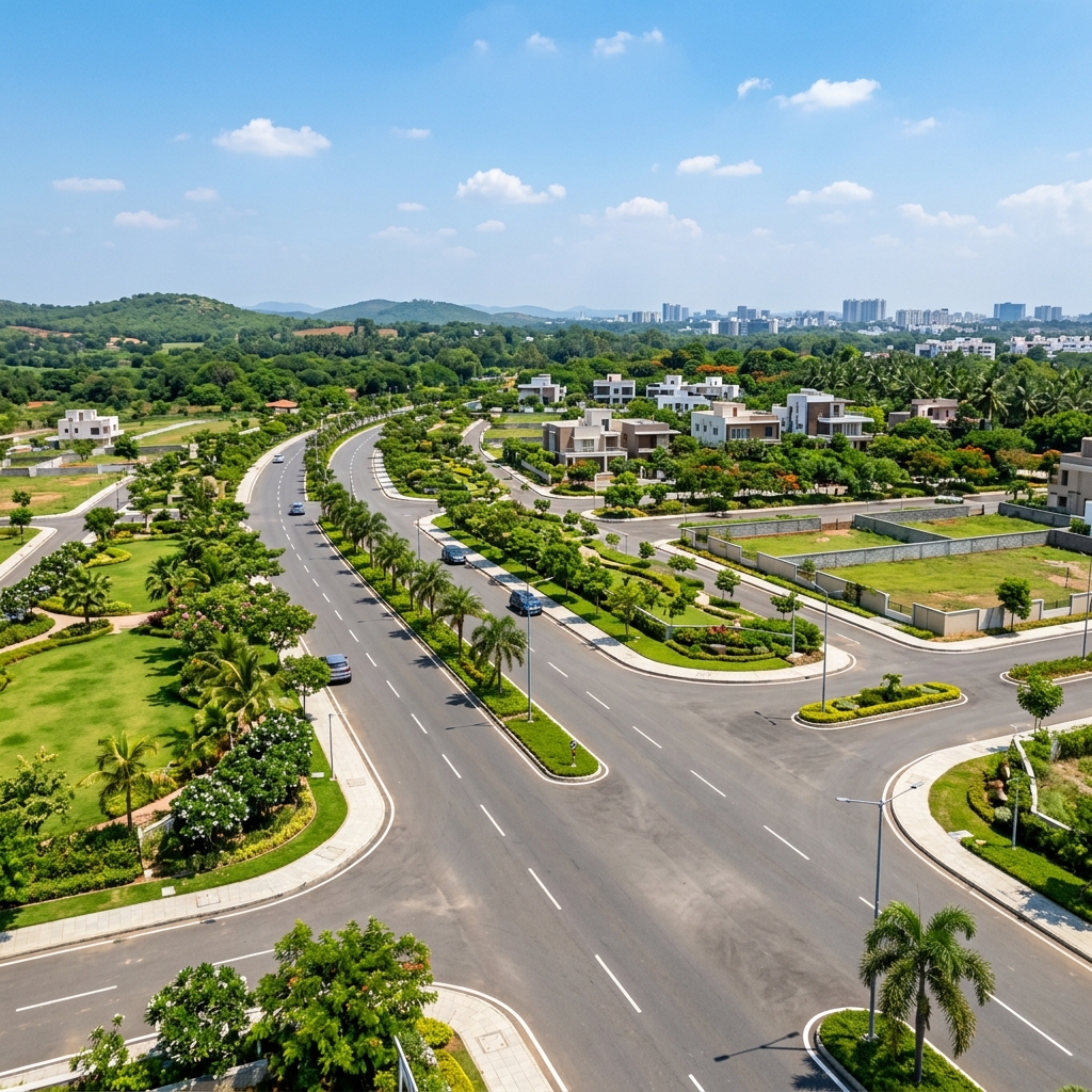 Attractive residential land development with planned roads